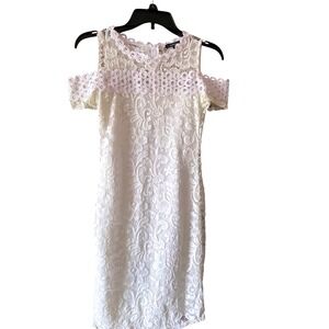 Ambiance Lace Dress‎ Cold Shoulder Party Cocktail White Dress Size Small